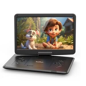 BOIFUN Portable DVD Player 15.6" Screen USB SD Card TV Output 6 Hour Battery